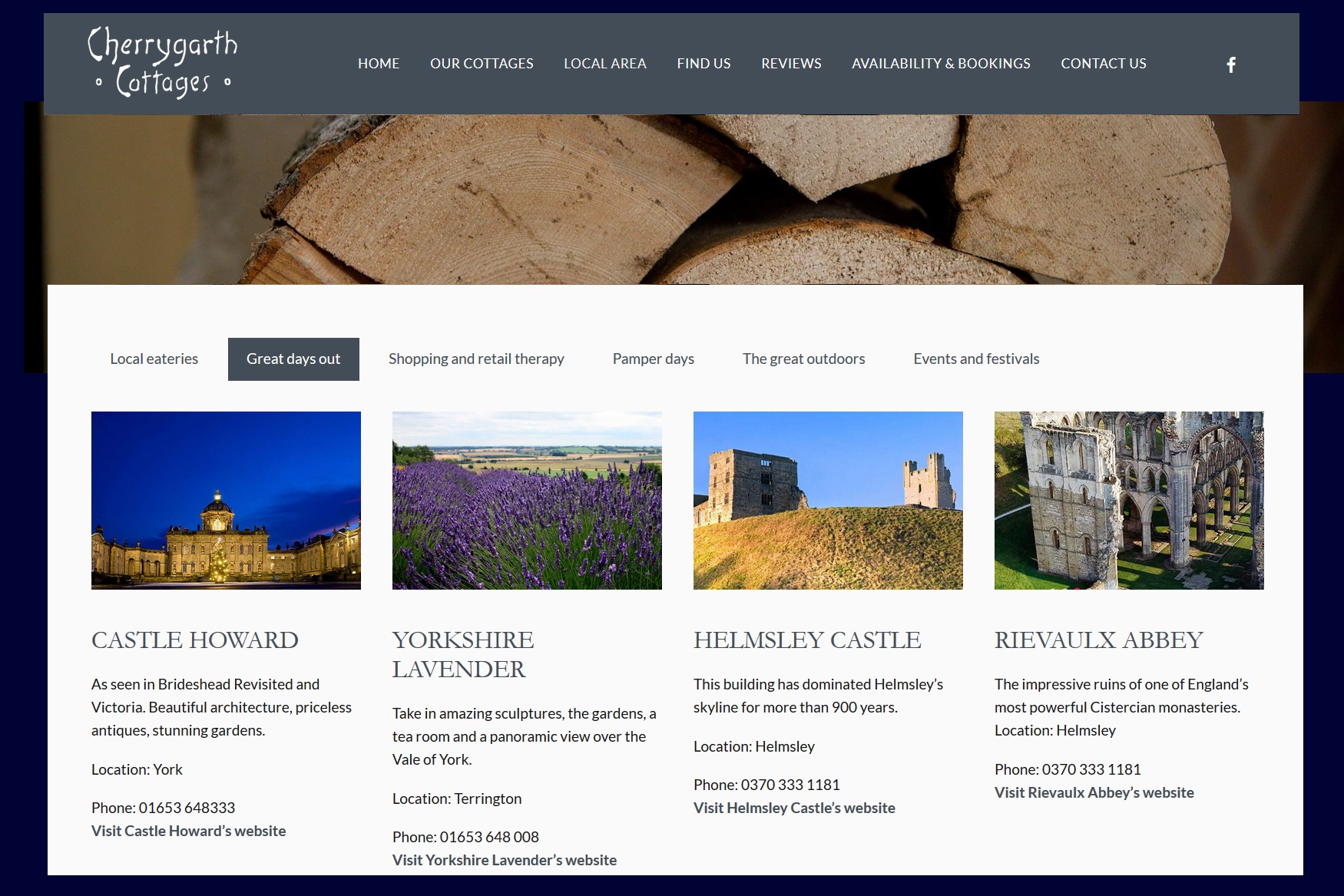 Cherrygarth Local Area holiday cottages web content