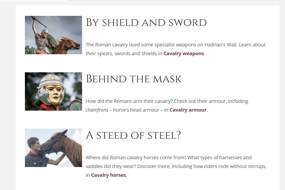 Hadrian's Wall web learning section - screenshot