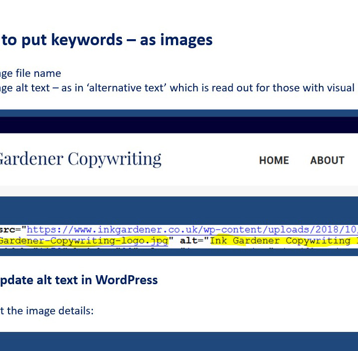 SEO Wordpress instructions - screenshot example