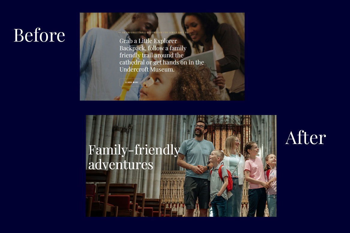 SEO changes - before and after Family web page