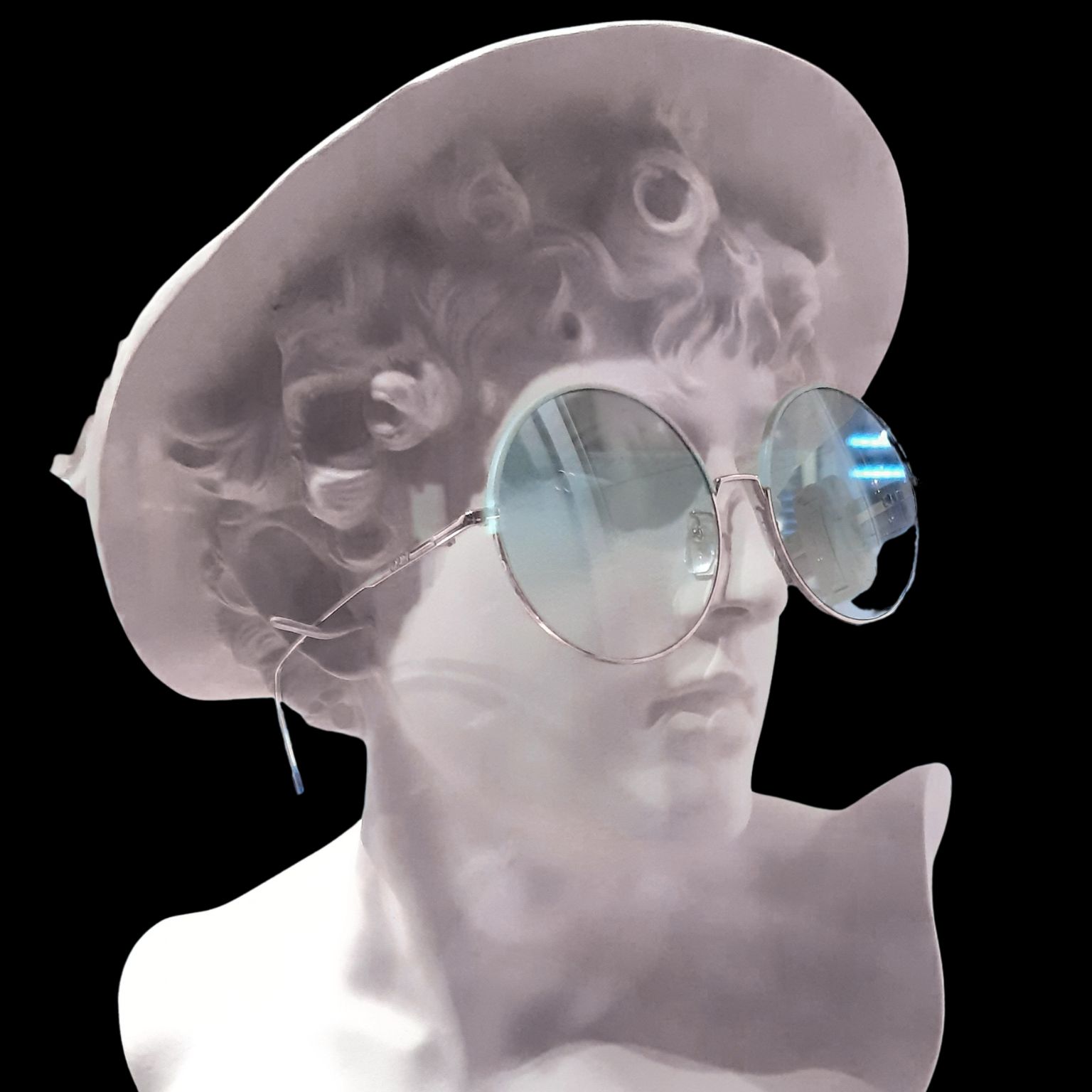 Increasing AI visibility - statue with sunglasses on